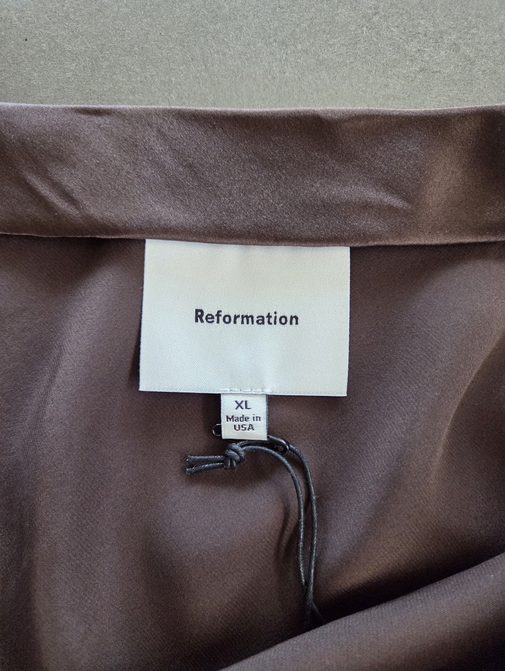 Reformation Brown Carolina Silk Midi Skirt Size XL $218 NWT - Picture 5 of 9